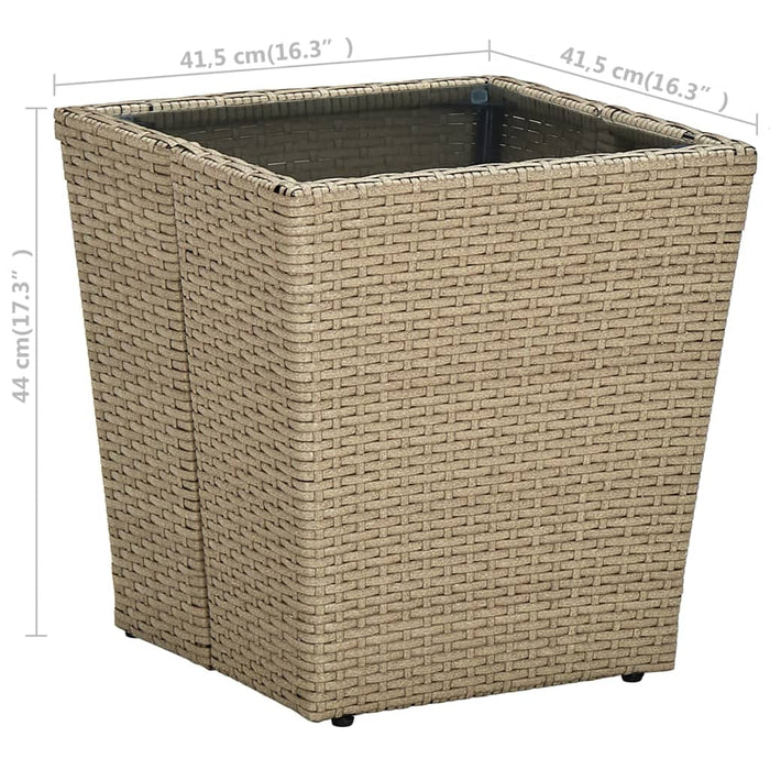 Masă de ceai, bej, 41,5x41,5x44 cm poliratan/ sticlă securizată - WALTI WALTI