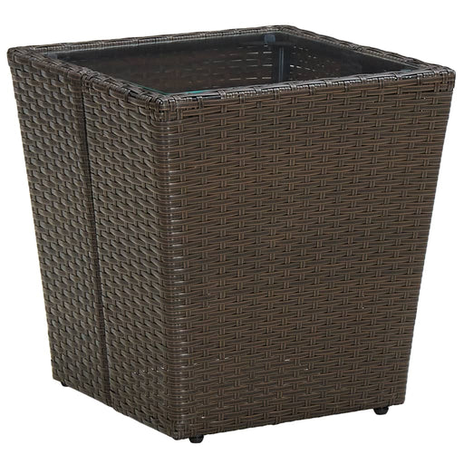Masă de ceai, maro, 41,5x41,5x44 cm poliratan/sticlă securizată - WALTI WALTI