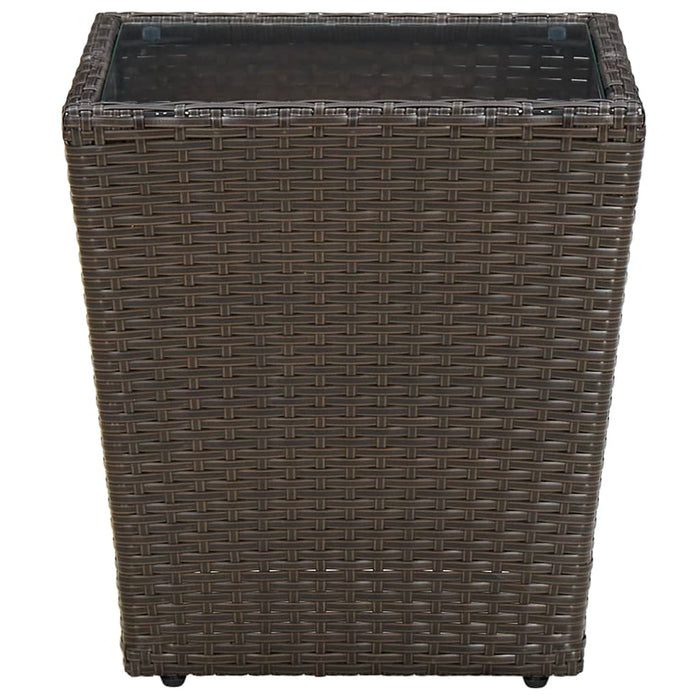 Masă de ceai, maro, 41,5x41,5x44 cm poliratan/sticlă securizată - WALTI WALTI