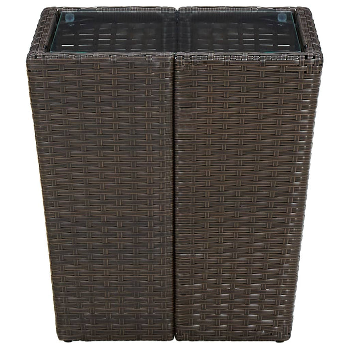 Masă de ceai, maro, 41,5x41,5x44 cm poliratan/sticlă securizată - WALTI WALTI