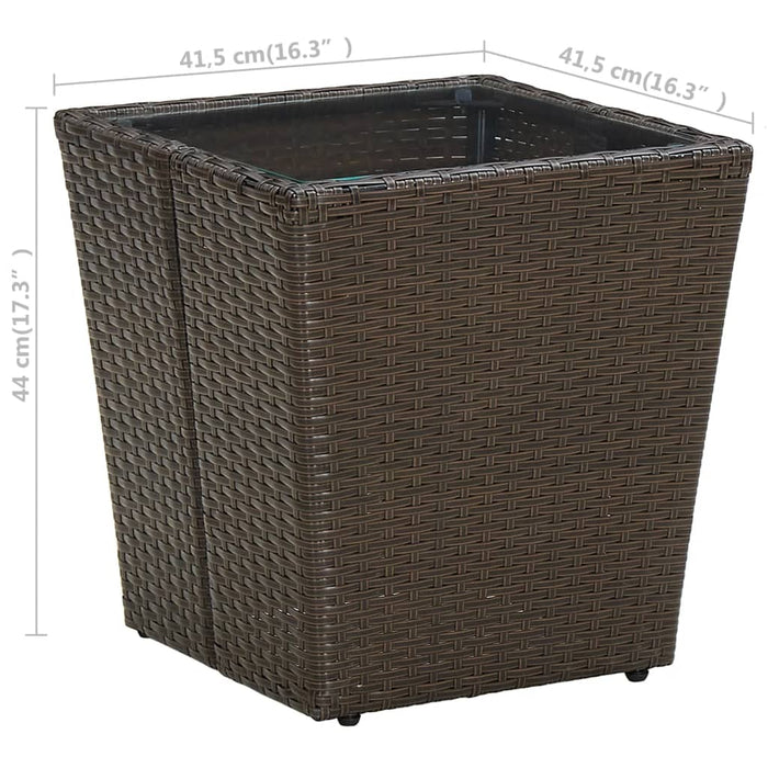 Masă de ceai, maro, 41,5x41,5x44 cm poliratan/sticlă securizată - WALTI WALTI