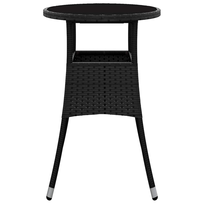 Masă de grădină, negru, Ø60x75 cm, sticlă securizată/poliratan - WALTI WALTI