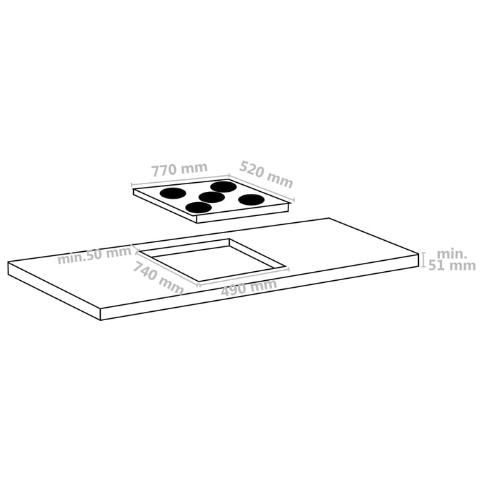 Plită ceramică cu 5 arzătoare, control tactil, 77 cm, 8500 W - WALTI WALTI