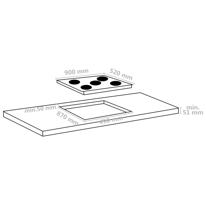Plită ceramică cu 5 arzătoare, control tactil, 90 cm, 8500 W - WALTI WALTI
