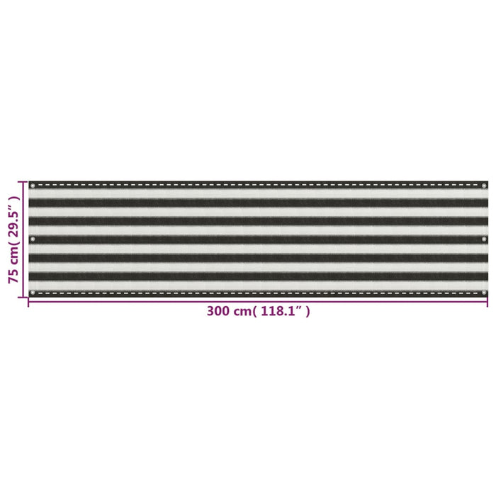 Paravan pentru balcon, antracit și alb, 75 x 300 cm, HDPE - WALTI WALTI