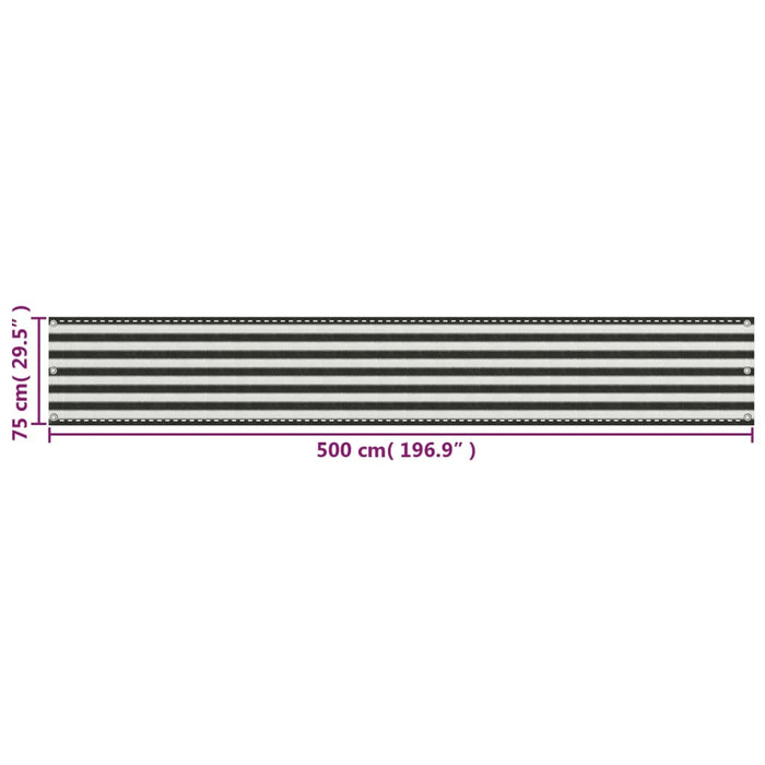 Paravan pentru balcon, antracit și alb, 75 x 500 cm, HDPE - WALTI WALTI