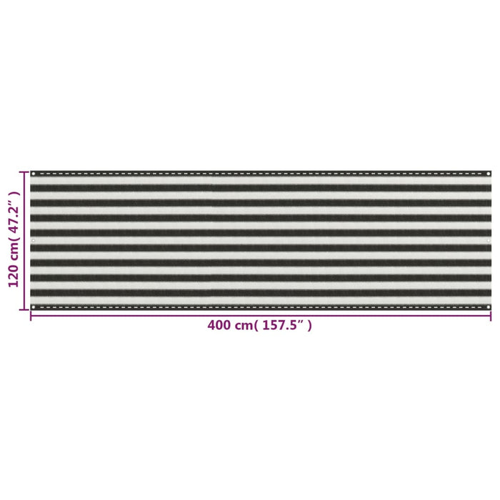 Paravan pentru balcon, antracit și alb, 120 x 400 cm, HDPE - WALTI WALTI