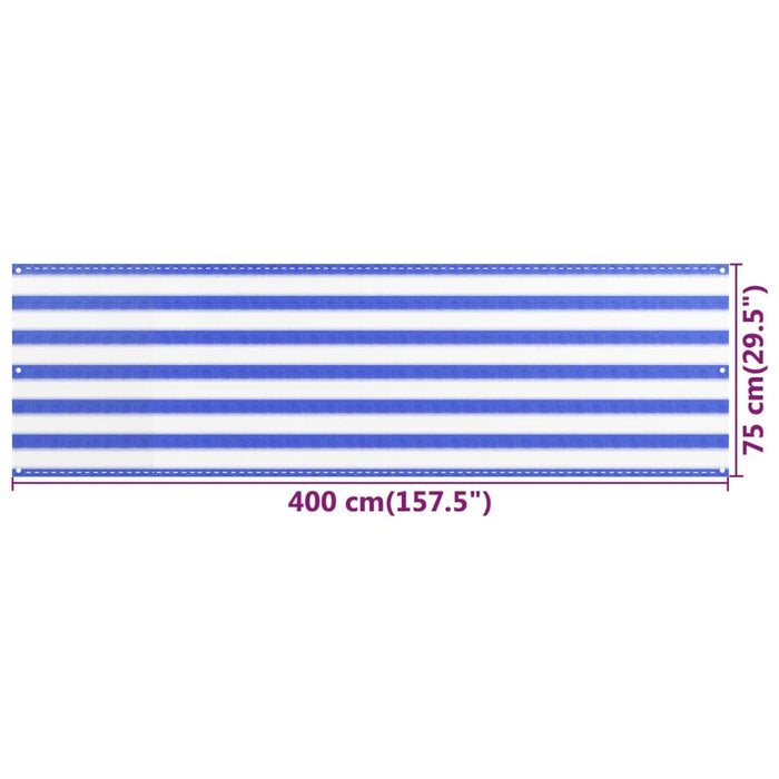 Paravan pentru balcon, albastru și alb, 75x400 cm, HDPE - WALTI WALTI