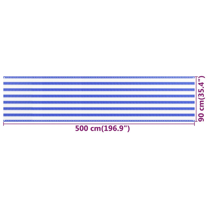 Paravan de balcon, albastru și alb, 90x500 cm, HDPE - WALTI WALTI