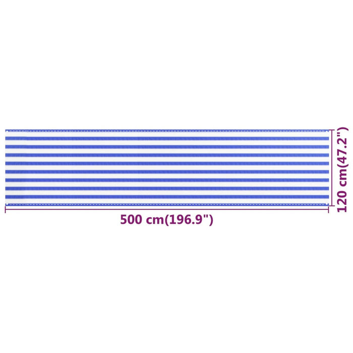 Paravan de balcon, albastru și alb, 120x500 cm, HDPE - WALTI WALTI