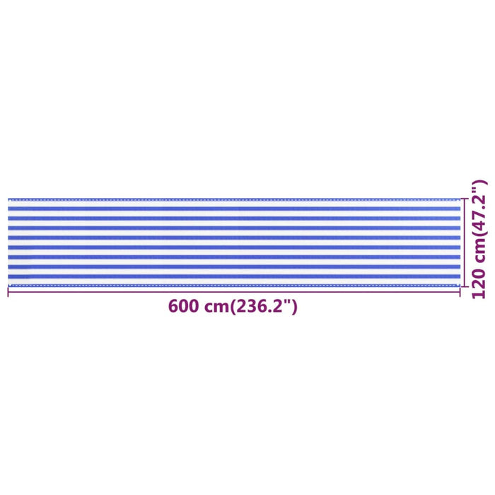 Paravan de balcon, albastru și alb, 120x600 cm, HDPE - WALTI WALTI