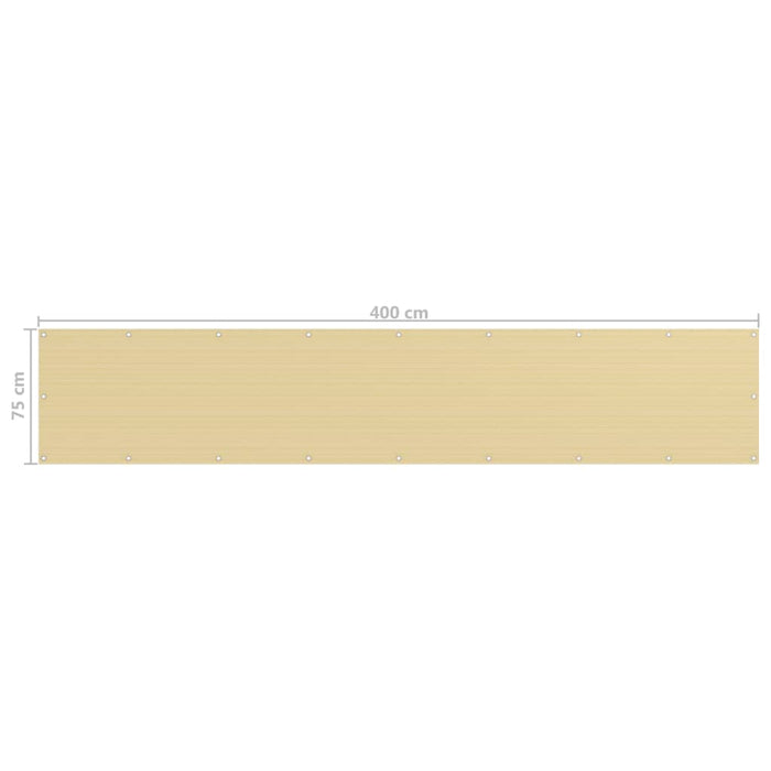 Paravan pentru balcon, bej, 75x400 cm, HDPE WALTI