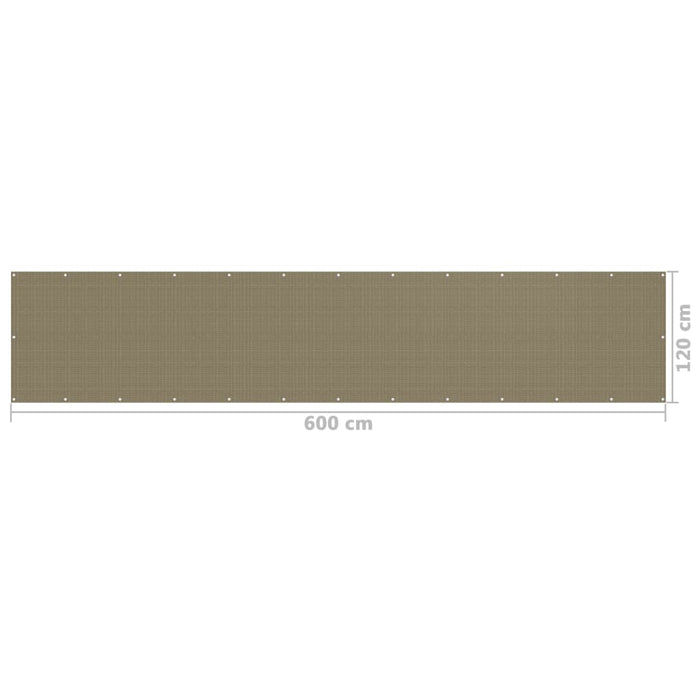 Paravan de balcon, gri taupe, 120x600 cm, HDPE WALTI