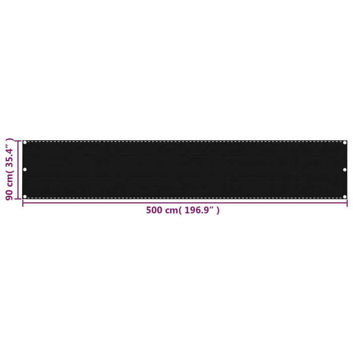 Paravan de balcon, negru, 90x500 cm, HDPE WALTI