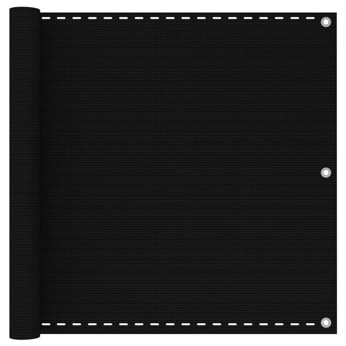 Paravan de balcon, negru, 90x600 cm, HDPE WALTI