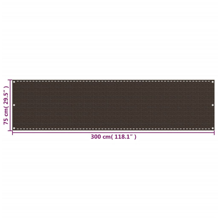 Paravan de balcon, maro, 75x300 cm, HDPE WALTI