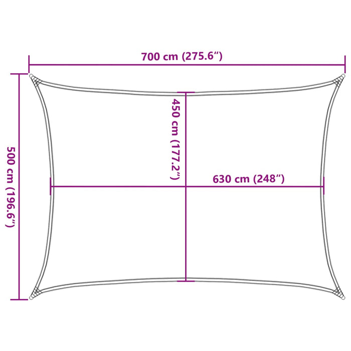 Pânză parasolar, alb, 5 x 7 m, HDPE, 160 g/m² - WALTI WALTI