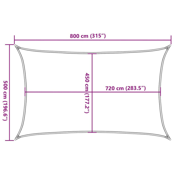 Pânză parasolar, alb, 5x8 m, HDPE, 160 g/m² - WALTI WALTI