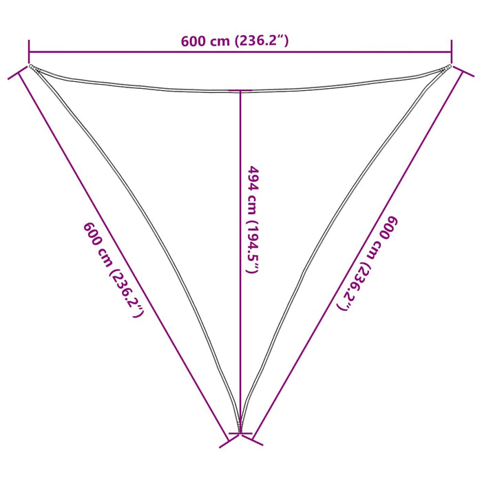 Pânză parasolar, alb, 6x6x6 m, HDPE, 160 g/m² - WALTI WALTI