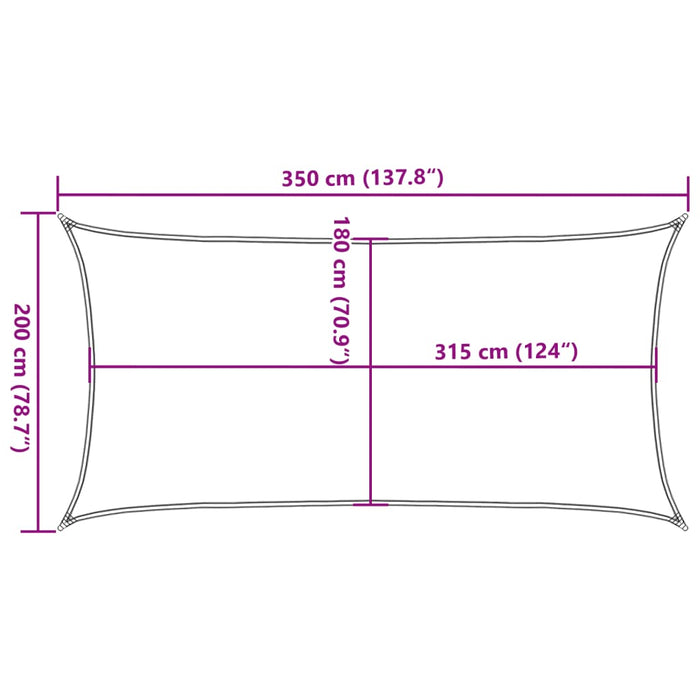 Pânză parasolar verde dreptunghiular 2x3,5 m HDPE 160 g/m² - WALTI WALTI