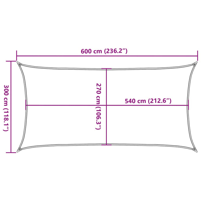 Pânză parasolar, cărămiziu, 3x6 m, 160 g / m², HDPE WALTI