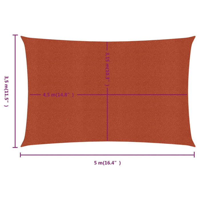 Pânză parasolar cărămiziu dreptunghiular 3,5x5 m HDPE 160 g/m² - WALTI WALTI