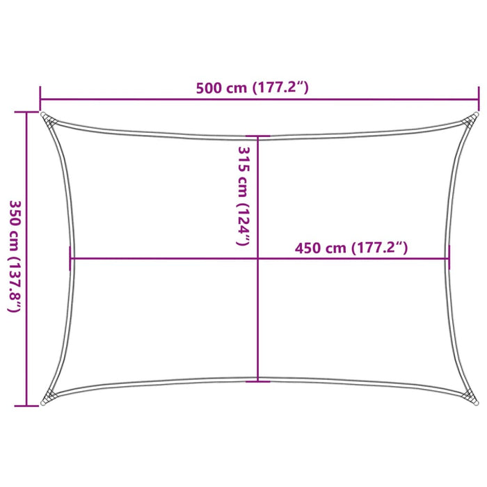 Pânză parasolar cărămiziu dreptunghiular 3,5x5 m HDPE 160 g/m² WALTI