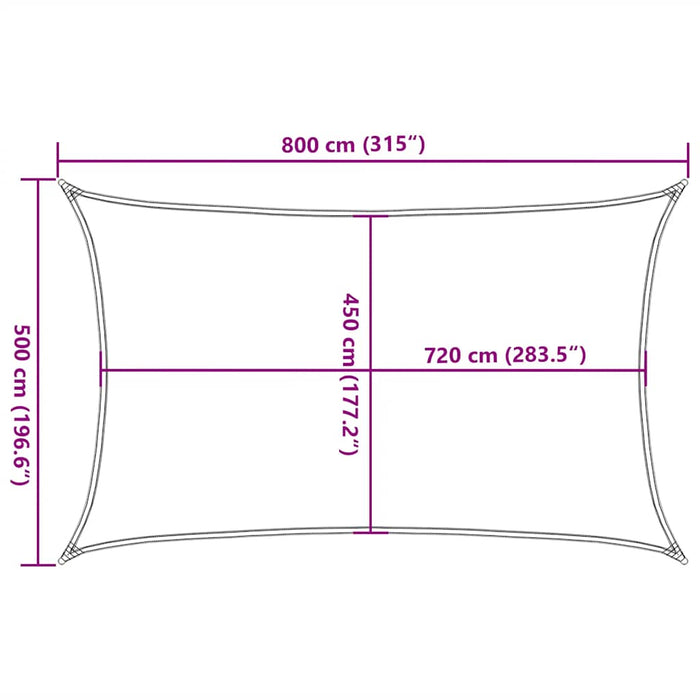 Pânză parasolar, gri taupe, 5x8 m , HDPE, 160 g/m² WALTI