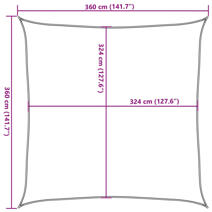Pânză parasolar, verde închis, 3,6x3,6 m, 160 g / m², HDPE WALTI