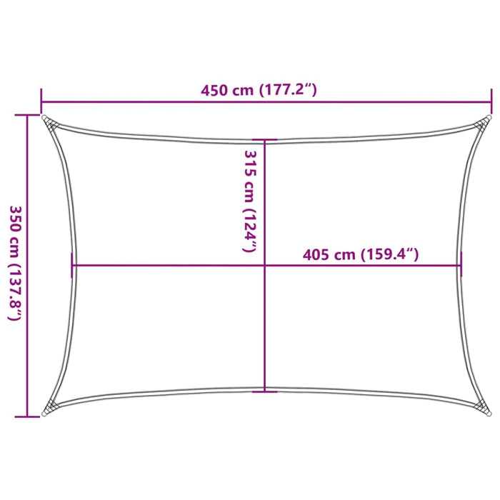 Pânză parasolar, verde închis, 3,5x4,5 m, HDPE, 160 g/m² - WALTI WALTI