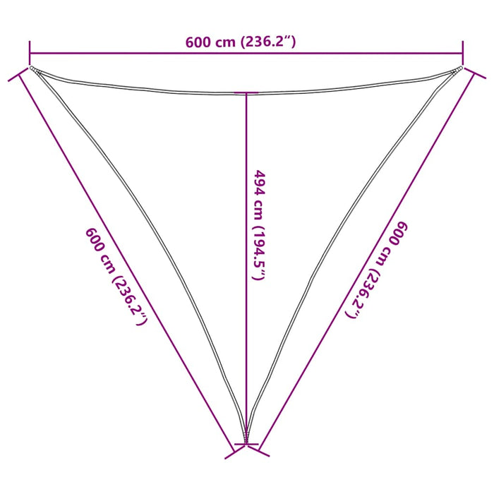 Pânză parasolar verde închis 6x6x6 m HDPE 160 g/m² triunghiular WALTI