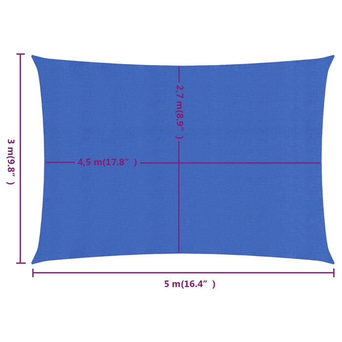 Pânză parasolar, albastru dreptunghiular 3x5 m HDPE 160 g/m² - WALTI WALTI