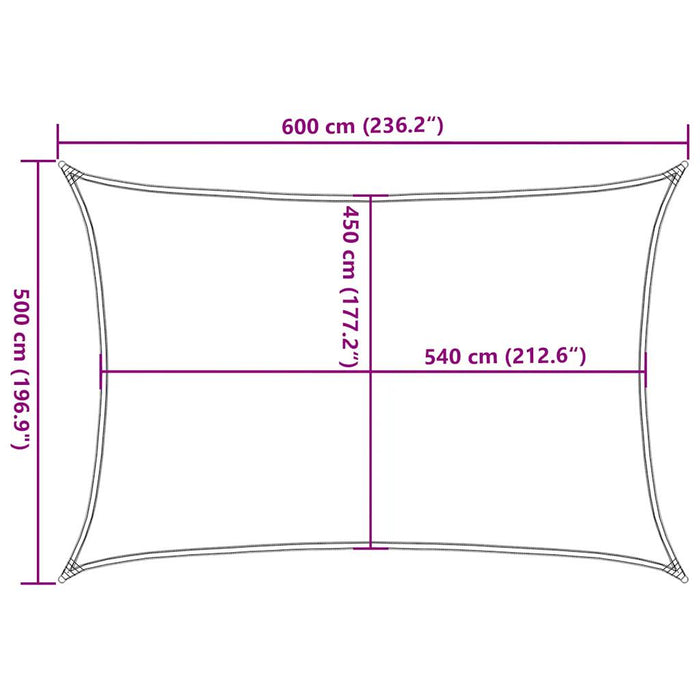Pânză parasolar, albastru dreptunghiular 5x6 m HDPE 160 g/m² WALTI