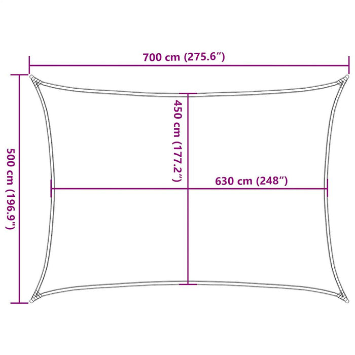 Pânză parasolar, albastru dreptunghiular 5x7 m HDPE 160 g/m² WALTI