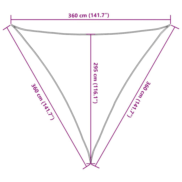 Pânză parasolar, 3,6x3,6x3,6 m, HDPE, 160 g/m², triunghiular WALTI