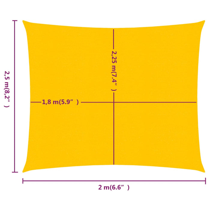 Pânză parasolar, galben dreptunghiular 2x2,5 m, HDPE, 160 g/m² - WALTI WALTI