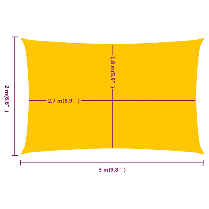 Pânză parasolar, galben dreptunghiular 2x3 m, HDPE, 160 g/m² - WALTI WALTI