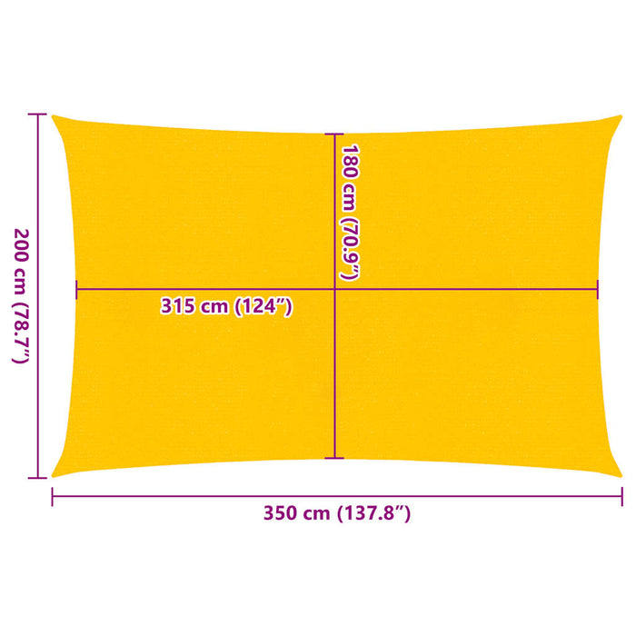 Pânză parasolar galben dreptunghiular 2x3,5 m HDPE 160 g/m² WALTI