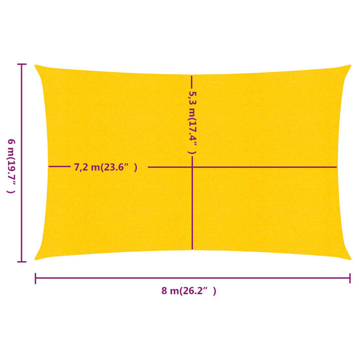 Pânză parasolar, galben dreptunghiular 6x8 m, HDPE, 160 g/m² - WALTI WALTI