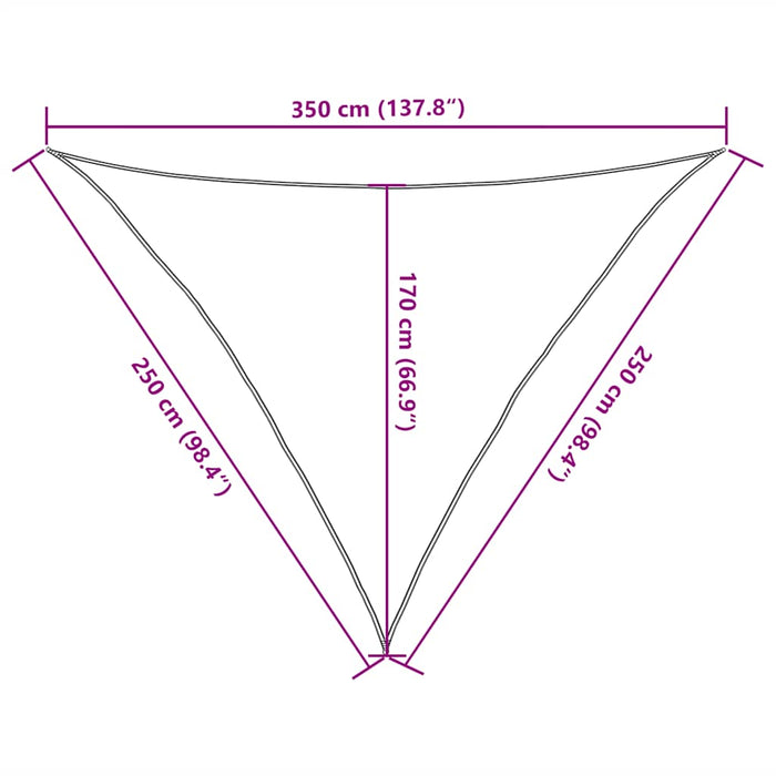 Pânză parasolar galben triunghiular 2,5x2,5x3,5 m HDPE 160 g/m² WALTI