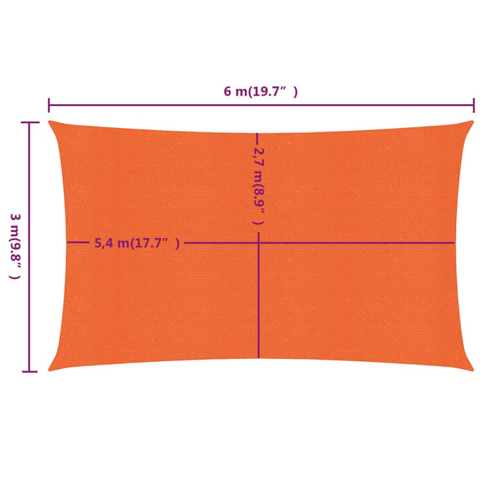 Pânză parasolar, portocaliu dreptunghiular 3x6 m HDPE 160 g/m² - WALTI WALTI