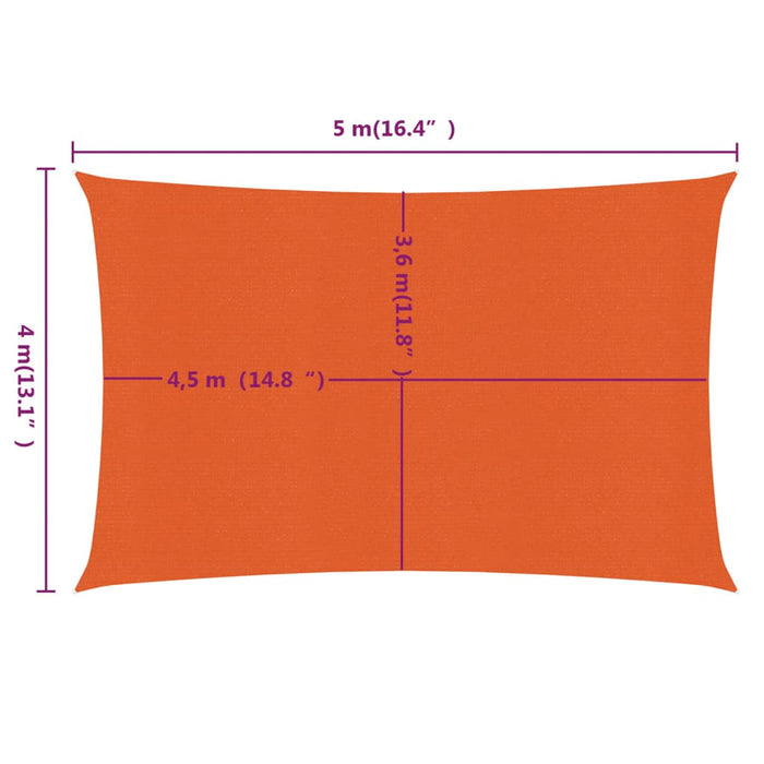 Pânză parasolar, portocaliu dreptunghiular 4x5 m HDPE 160 g/m² - WALTI WALTI