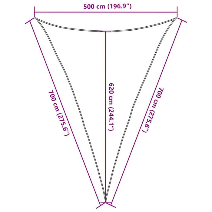 Pânză parasolar, negru, 5x7x7m, HDPE, 160 g/m², triunghiular - WALTI WALTI