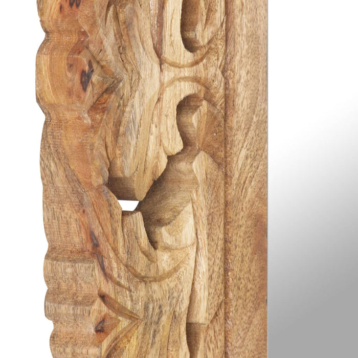 Oglindă sculptată manual, maro, 50x50 cm, lemn masiv de mango - WALTI WALTI