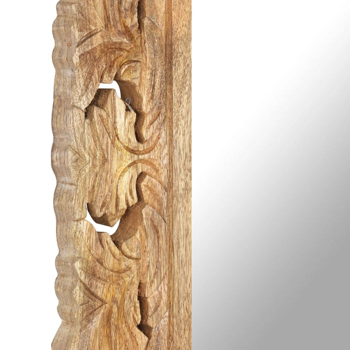 Oglindă sculptată manual, maro, 80x50 cm, lemn masiv de mango - WALTI WALTI