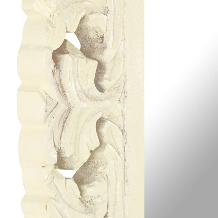 Oglindă sculptată manual, alb, 50x50 cm, lemn masiv mango - WALTI WALTI