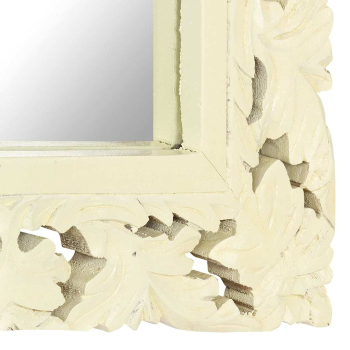 Oglindă sculptată manual, alb, 80x50 cm, lemn masiv mango WALTI