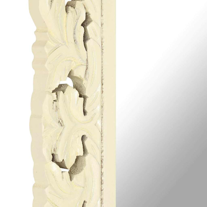 Oglindă sculptată manual, alb, 80x50 cm, lemn masiv mango WALTI