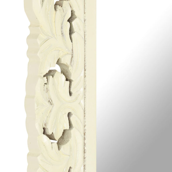 Oglindă sculptată manual, alb, 110 x 50 cm, lemn masiv de mango WALTI