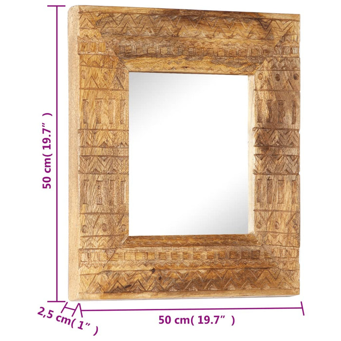 Oglindă sculptată manual, 50x50x2,5 cm, lemn masiv de mango - WALTI WALTI